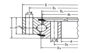 Roulement d'orientation à une rangée à quatre points de contact à billes (type sans engrenage)